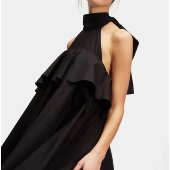 LA DoubleJ Tops - La Double J Tiered Black Tie-Neck Halter, XS